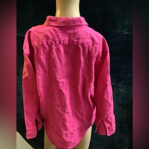 Chaps 100% Linen Ladies Pink Top